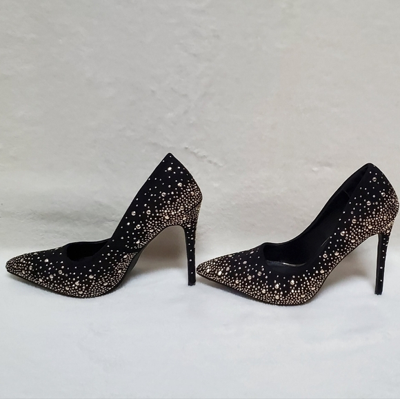 LILIANA Parish 2 Black Gold Studded Pointed Toe 5 Inch Heels Stiletto Pumps 8.5 - Picture 7 of 16